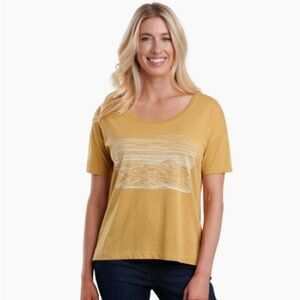 Kuhl Women's Yellow Graphic Tee, baggy